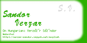 sandor verzar business card